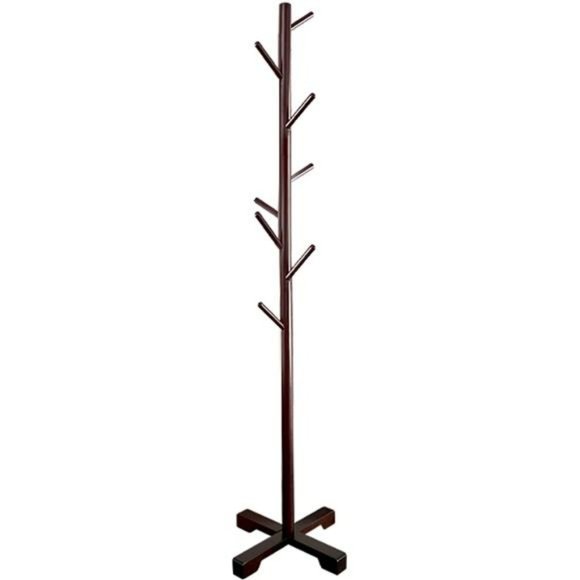 Wooden Coat Rack Stand With Hooks Hall Tree Bamboo Coat Hanger